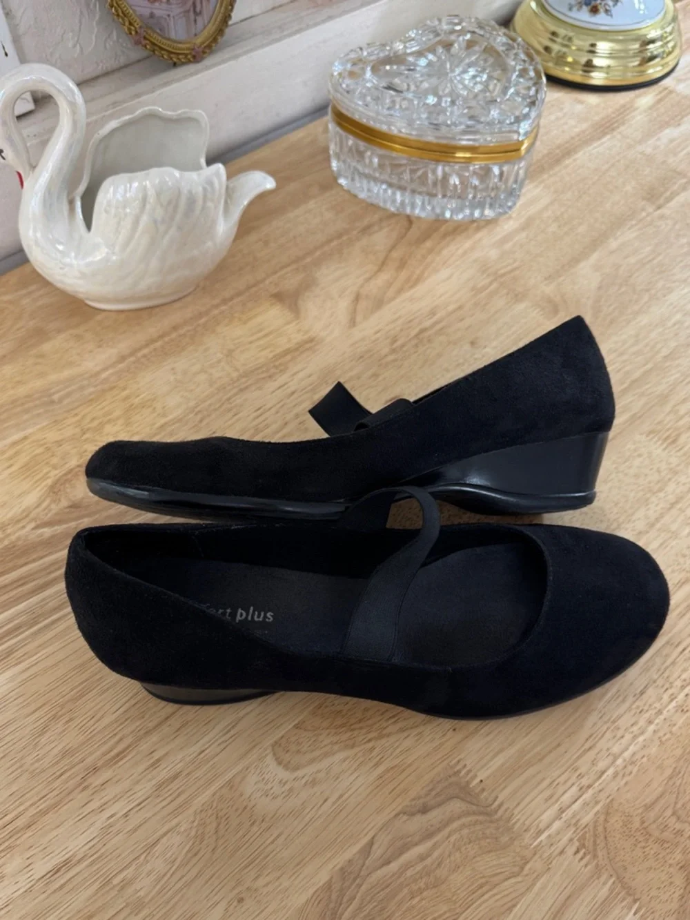 Vintage Y2K Classic Predictions Black Mary Jane Slip On Wedge Pumps Size 9 Retro